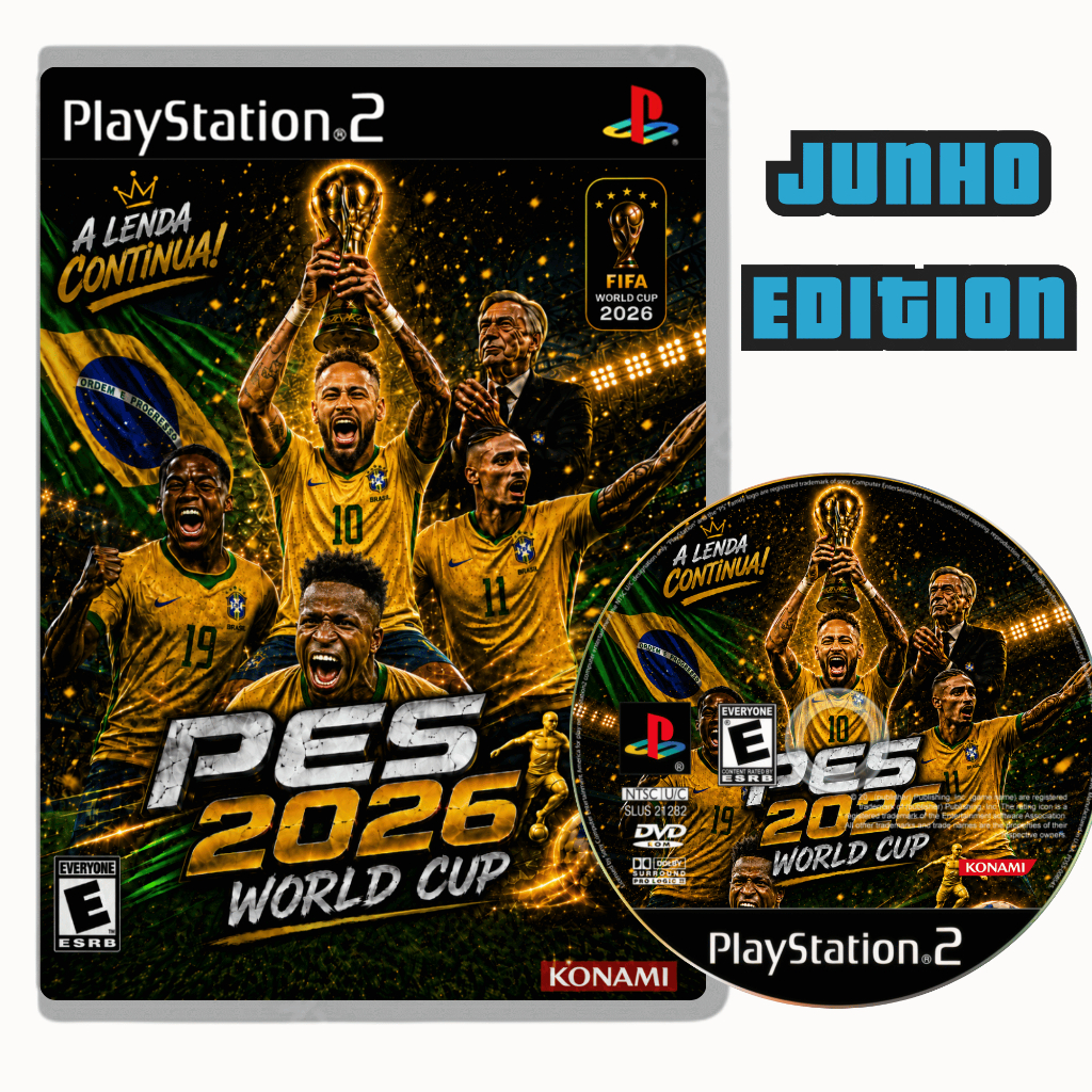 PES 2026 World Cup JUNHO EDITION 100% ATUALIZADO JR PLAY eFootball Playstation 2 Copa do Mundo Mídia Física ps2