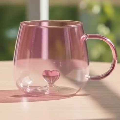 Xícara Caneca de vidro 400ML Árvore de Natal-Margarida-coração-Flor -presente- Borossilicato-3D-Importada Mães Namorados