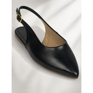 Sapatilha Bico Fino SlingBack com Fivela Verniz Texturizado Confortável Fashion Rasteira Elegante
