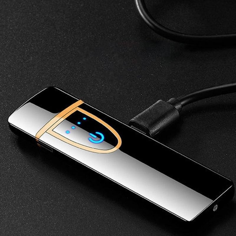 Isqueiro Elétrico Recarregável USB Touch Sem Chama à Prova de Vento