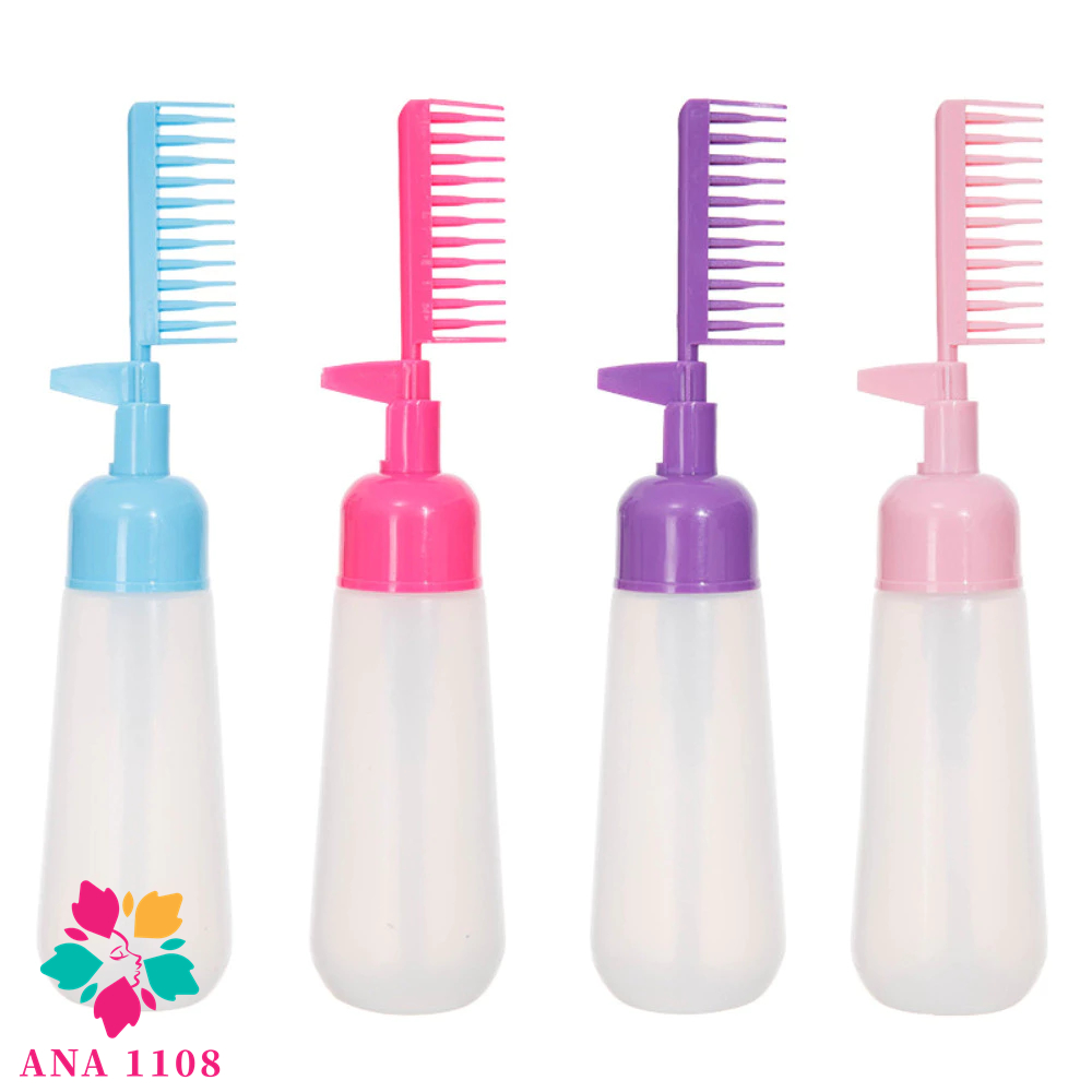 ANA1108 Kit12 Frasco Aplicador com Pente para Tintura e Tratamento Capilar | Distribuição Uniforme sem Sujeira