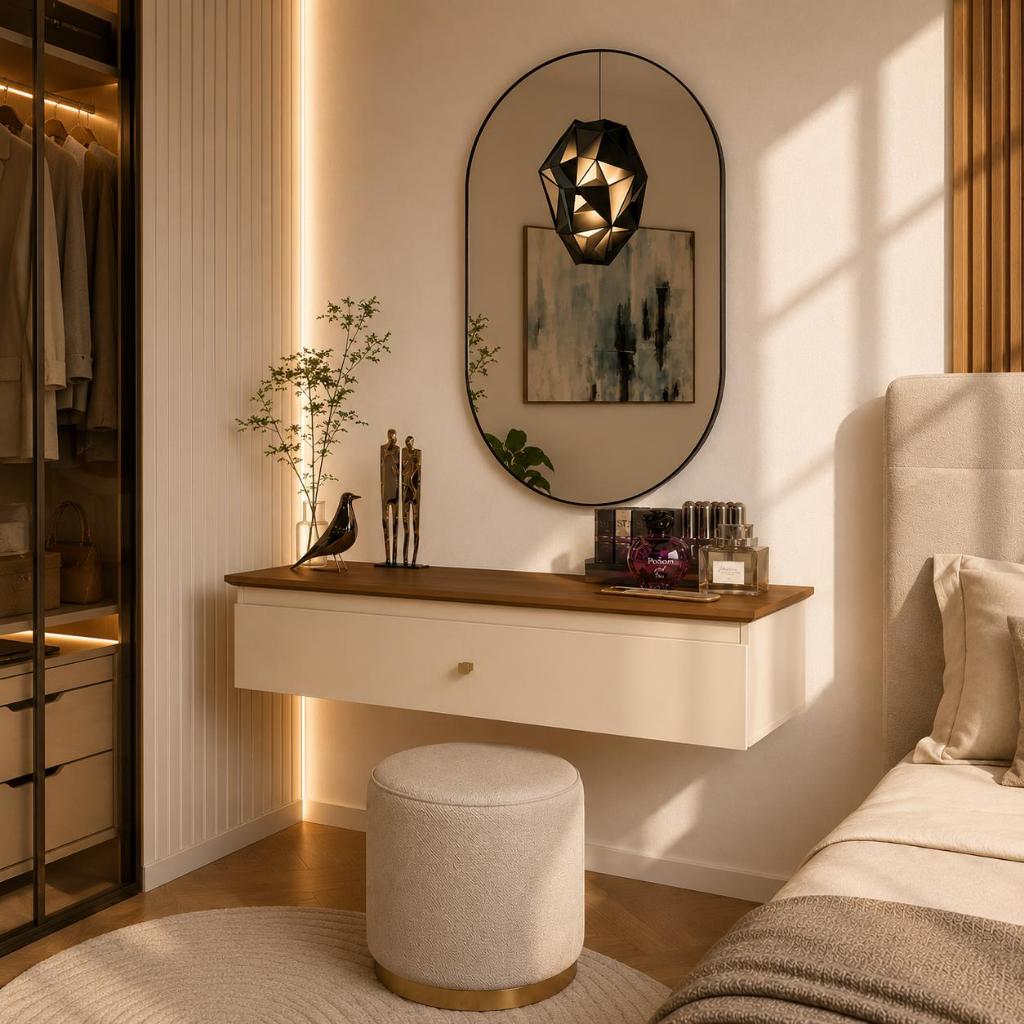 Kit penteadeira Camarim + Espelho Pílula Wepink Ideal Para Maquiagem Quarto