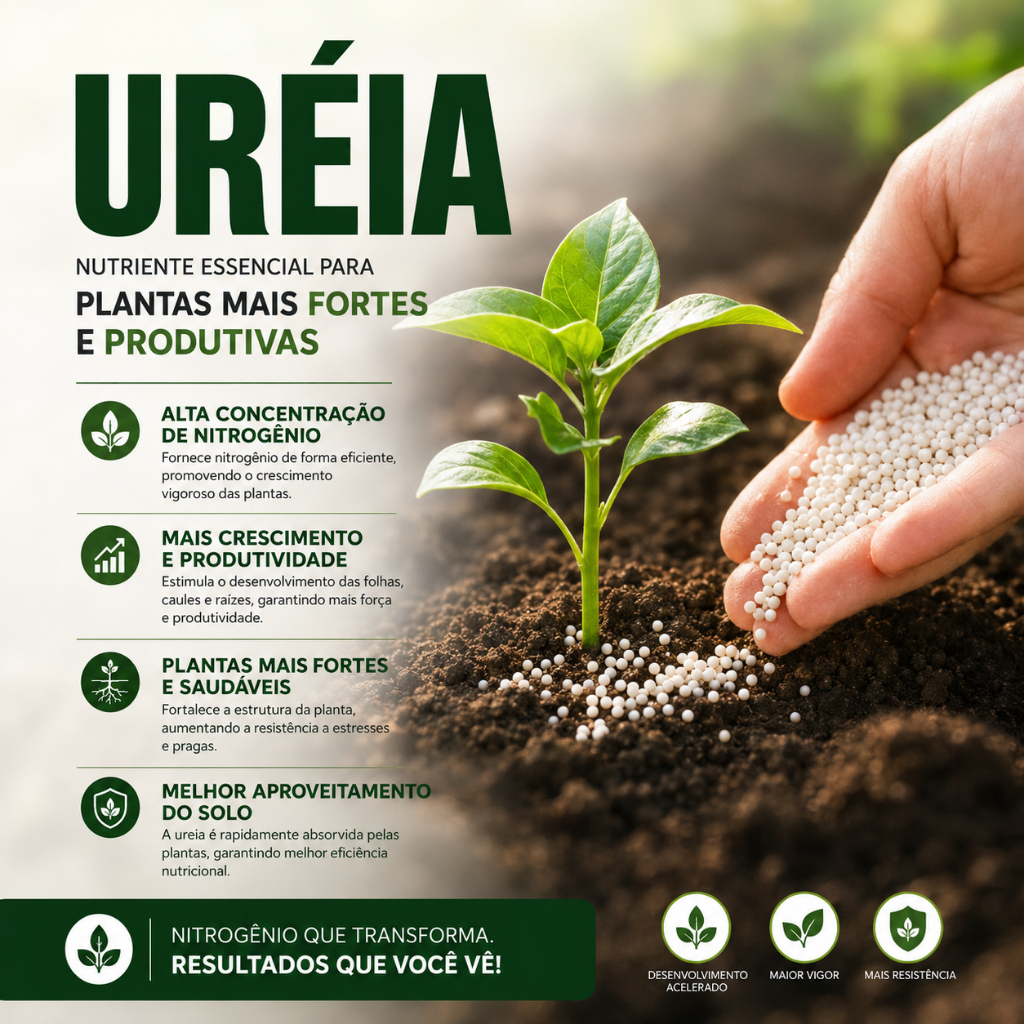 Ureia Agrícola 5kg Alta Pureza | Fonte Rica em Nitrogênio para Hortas, Jardins e Lavouras