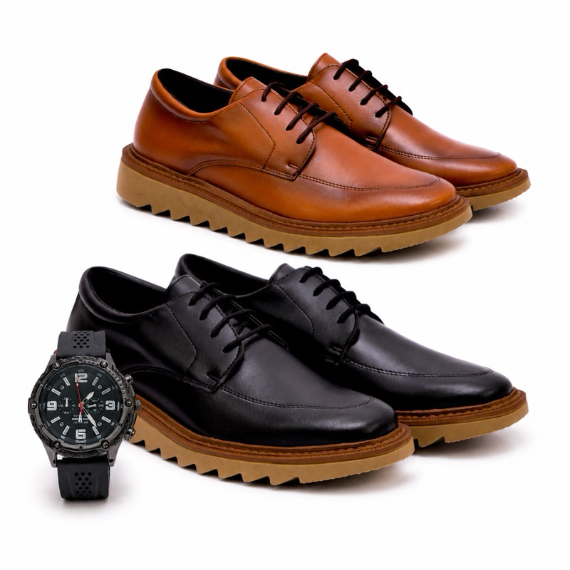 Sapato Social Oxford Loafer Promoção Kit 2 Pares Masculino Promocional e Ganhe Relógio de Brinde