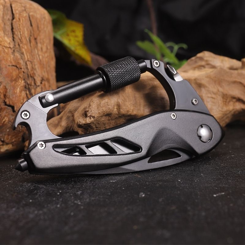 Mountaineering Carabiner Folding Knife EDC Tool Keychain Outdoor Camping Multifunctional Knife