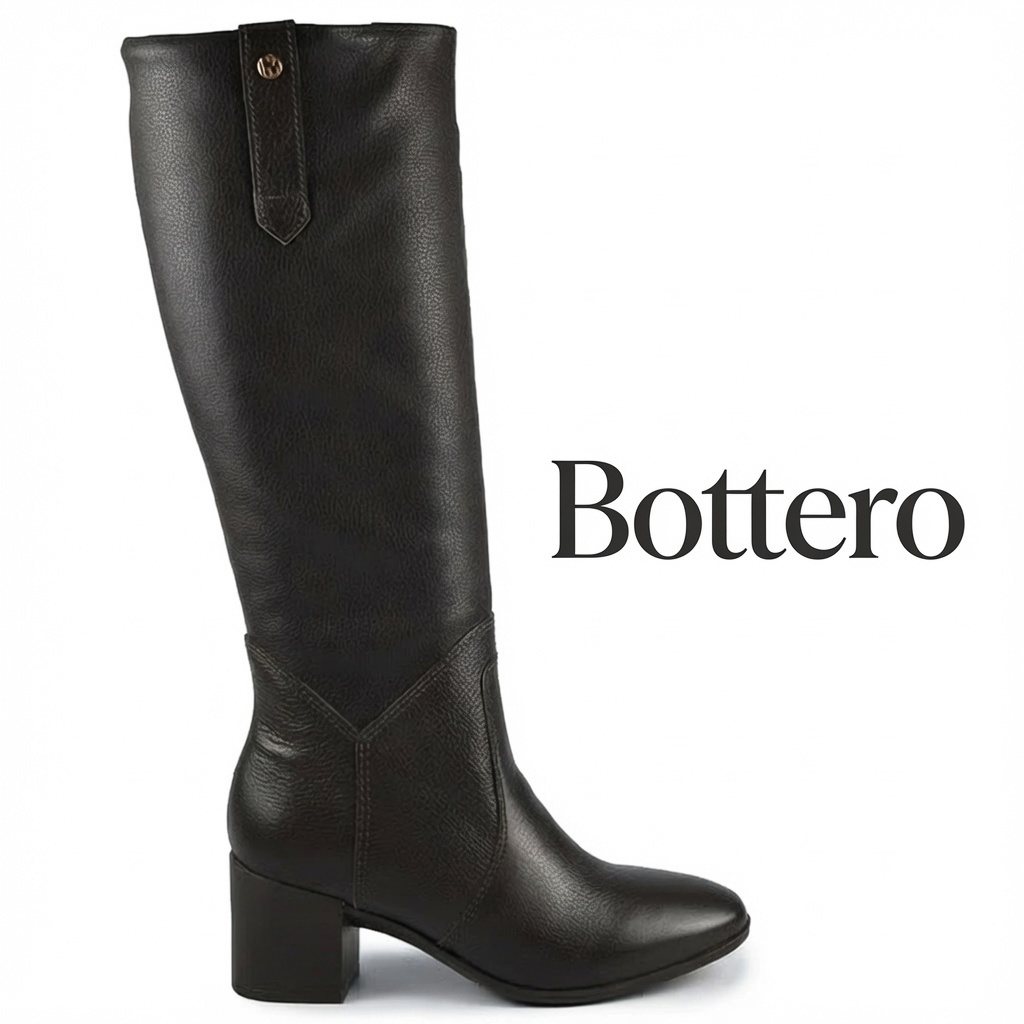 Bota Feminina Bottero Cano Alto Salto Grosso de Couro