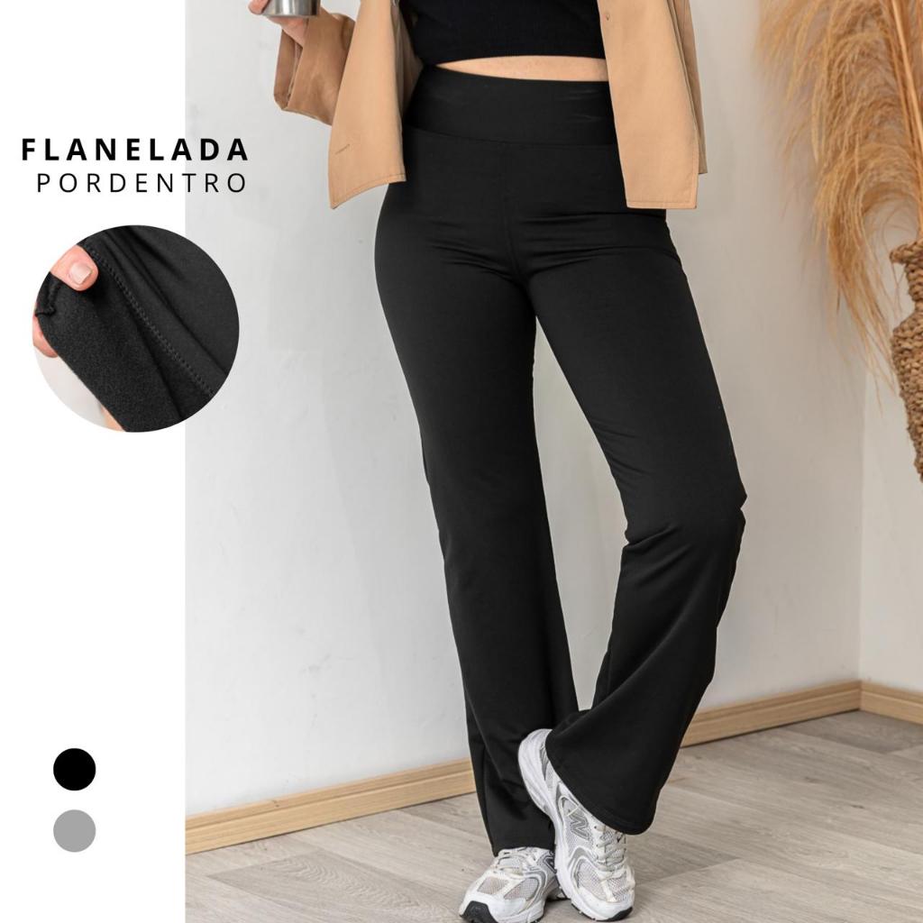Calça Feminina Legging Flare Flanelada Bailarina Cintura Alta Boca de Sino Leg Casual dia a dia Plus size Premium