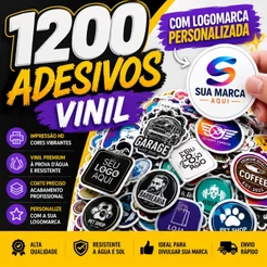 1200 Adesivos Personalizados em Vinil Branco ou transparente com Corte Especial | Vários Tamanhos