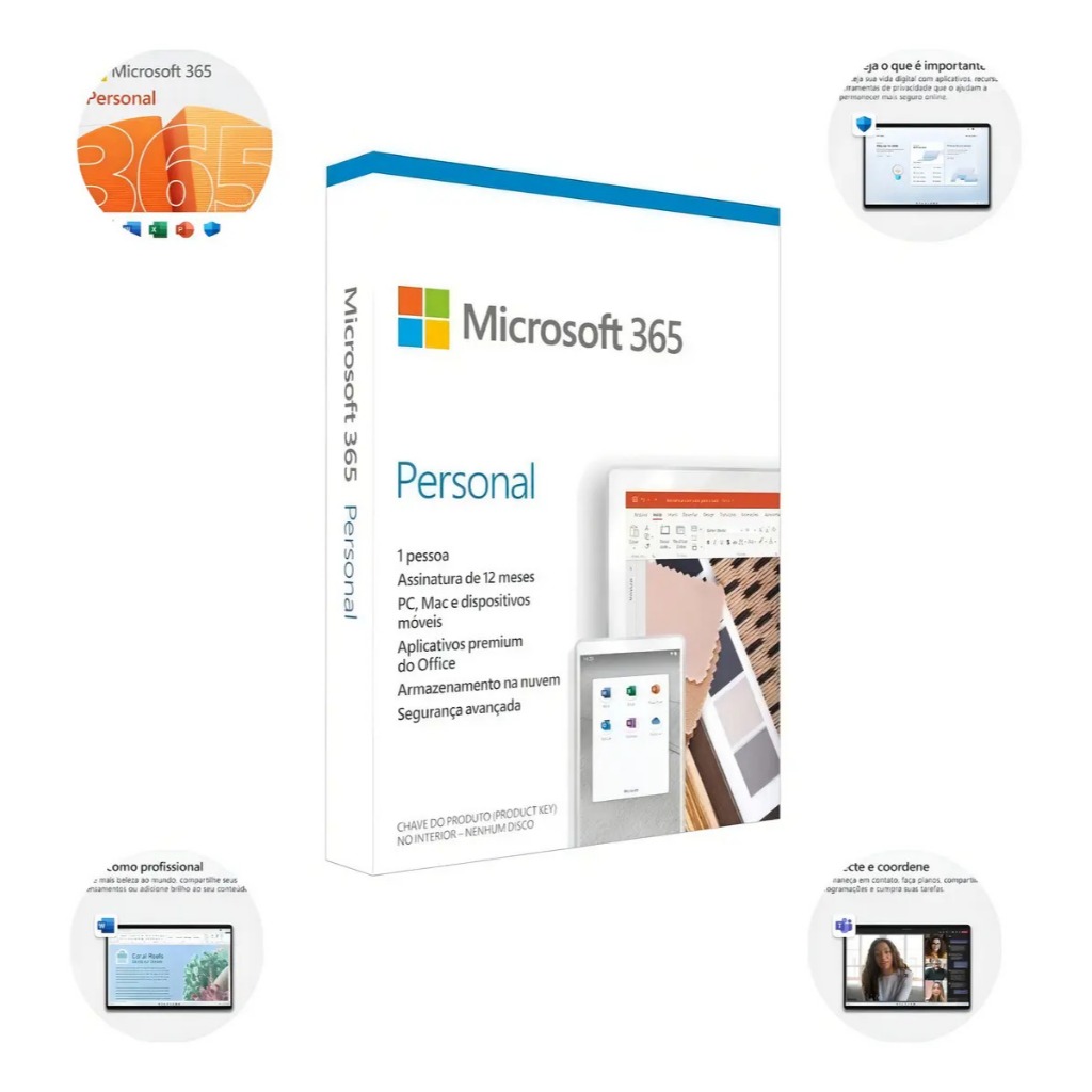 Licença Microsoft 365 Personal Office Original PT-BR - REEMBALADO