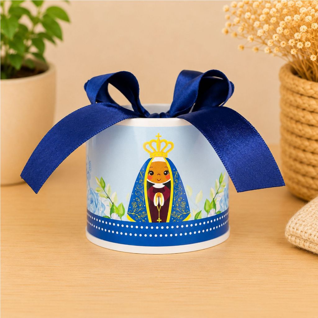 Kit personalizado para mini tubolata Nossa Senhora Aparecida | Lembrancinha | Aniversário | Tampa de plástico branca 5x6