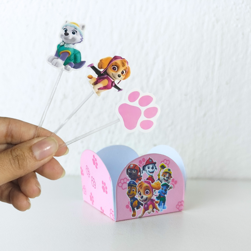 Forminhas personalizadas de doce e tags de docinhos tema Patrulha Canina Menina aniversário Lembrançinhas