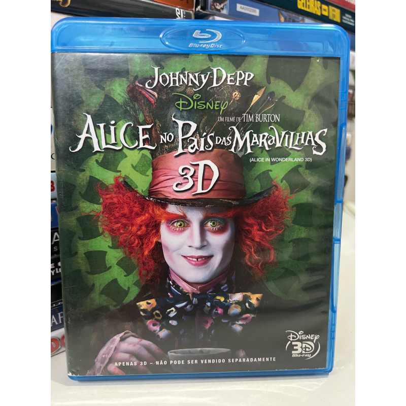 Alice No País Das Maravilhas Apenas 3D Blu-ray Original Disney Johnny Depp Tim Burton