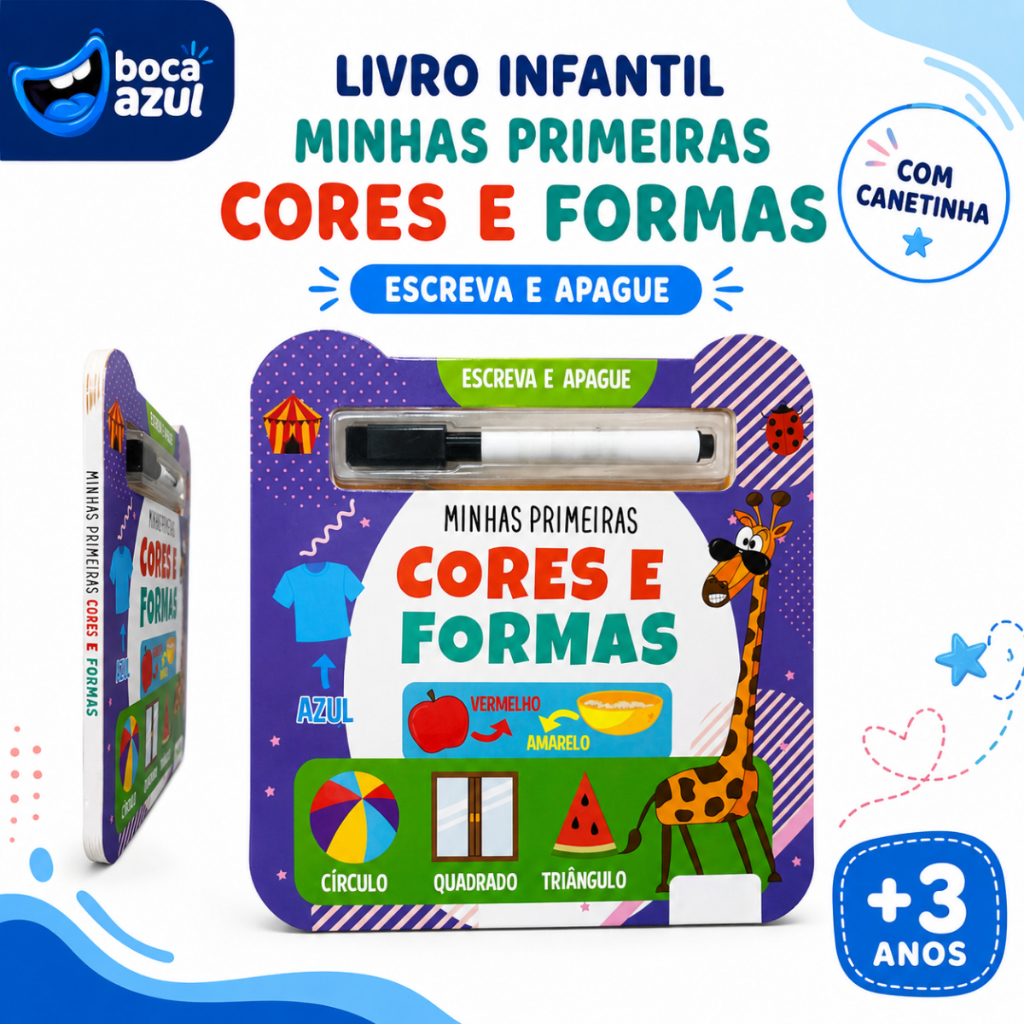 Minhas Primeiras Cores E Formas Livro Escreva E Apague Infantil 0 a 5 anos Boca Azul