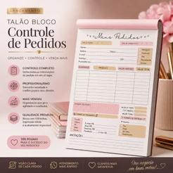 Bloco de Pedidos e Controle de Vendas | Delicado para Empreendedoras 100 Folhas