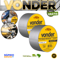 2 Fita SilverTape Adesiva Reforçada 50mmx10 Metros Prata Vonder Materiais Náutico Vedação Isolamento
