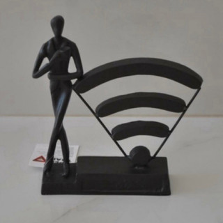 escultura wifi/estatueta moderna/decoração escritório/estatueta de ferro