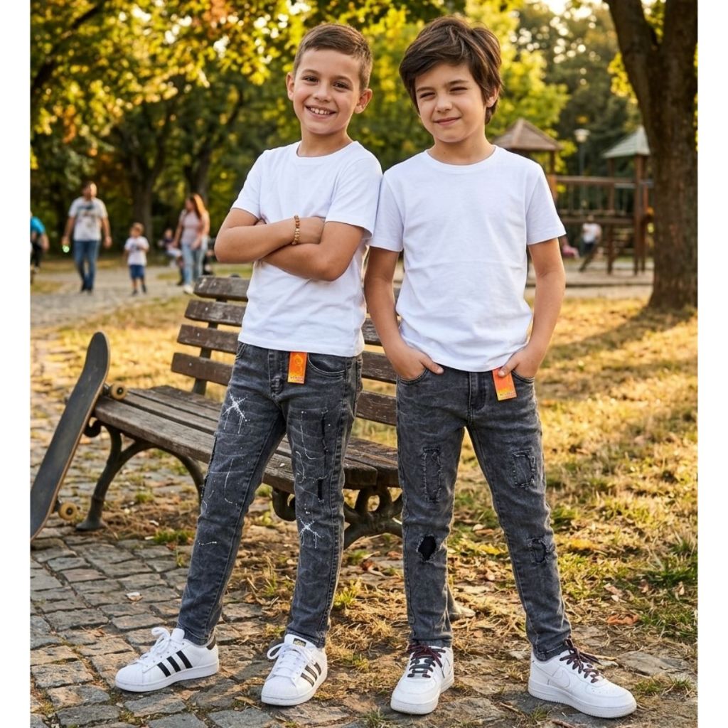 Calça Jeans Infantil Juvenil Menino Premium Com Lycra Elastano Ajuste Interno Regulável Tamanho 4 ao 16