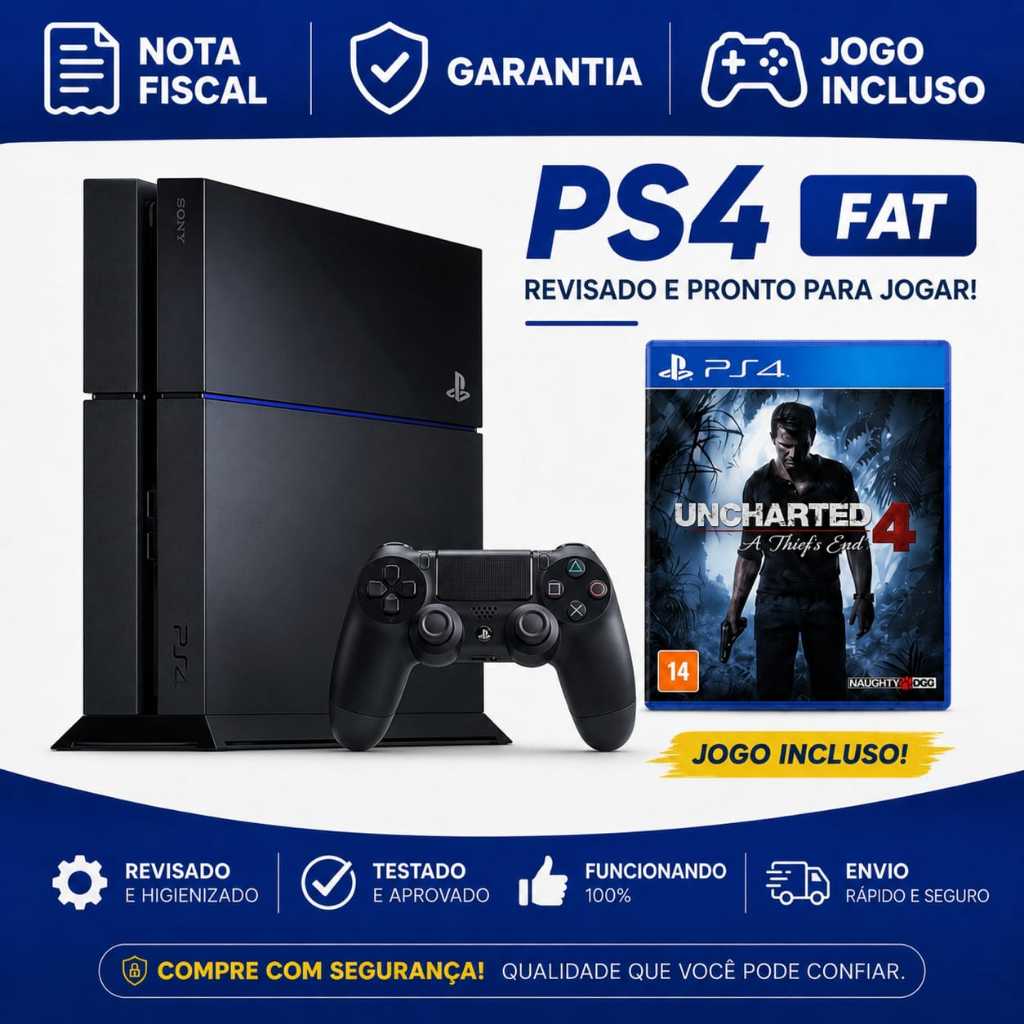 PS4 - PLAYSTATION 4 FAT 500GB+Firmware atualizado- GARANTIA E NOTA FISCAL