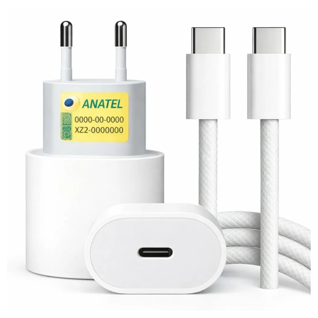 Carregador Turbo 25W iPhone 15 16 Pro Max Samsung Moto Fonte USB C Cabo Tipo C Original Reforçado