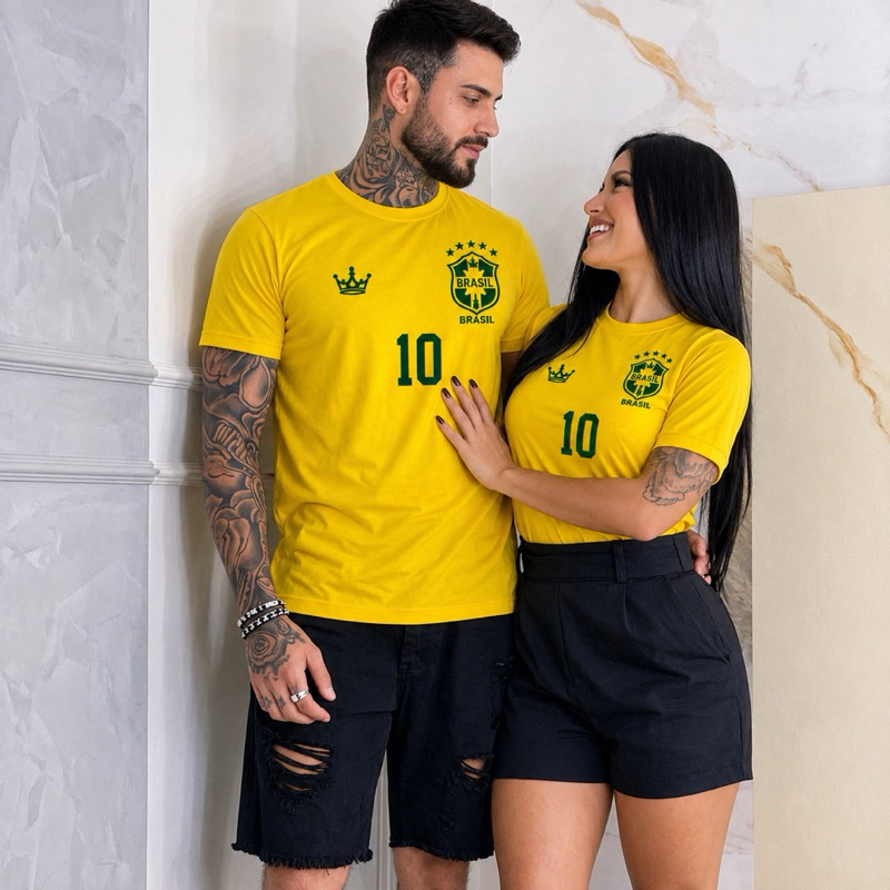 Kit Camisa Masculina e Feminina do Brasil, Camiseta personalizada do Brasil