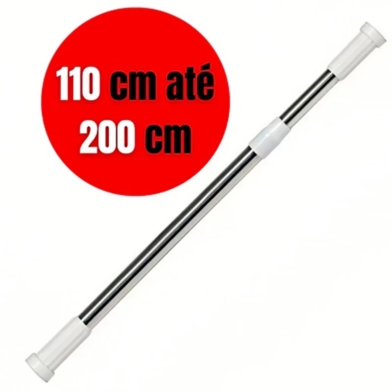 Varão Extensível Inox Cortina Pia de Cozinha, Cortina Box Banheiro, Cortina de Porta Retrátil