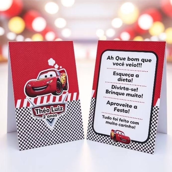 Kit Plaquinha de Mesa Carros Relâmpago Mcqueem - Centro de Mesa - Lembrancinha de Festa infantil Decoração