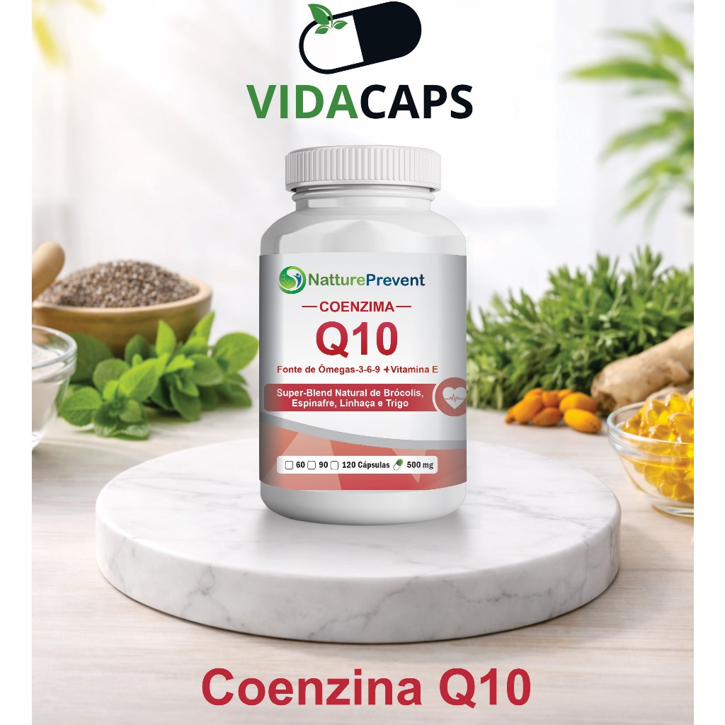 OmegaDaily CoenzimaBio Q10 Ômegas 3 6 9 Vit E Mix Natural 500mg 60 / 90 / 120 Cáps. - Suplemento Vidacaps