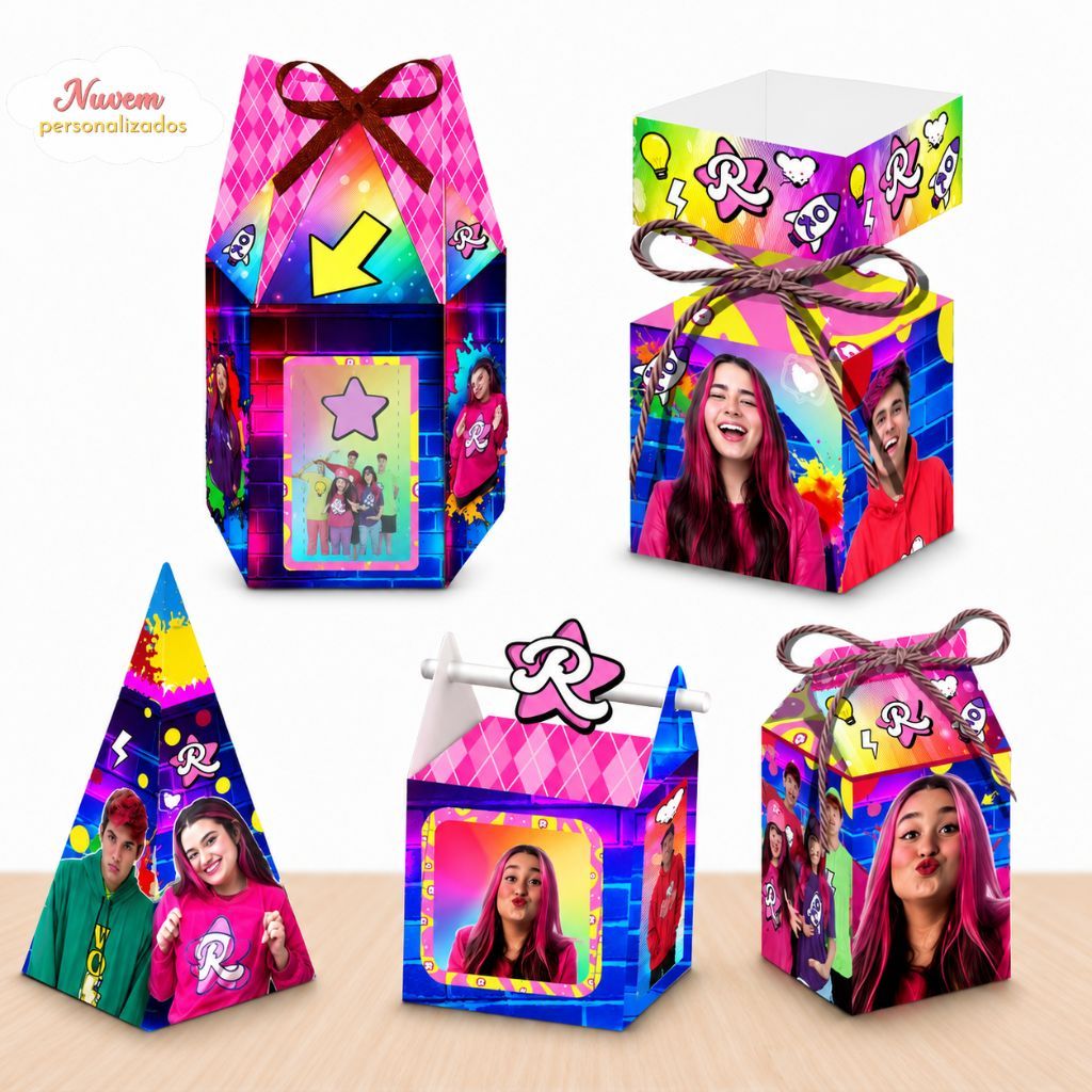 Kit Caixinhas Personalizadas Pegue e Monte CLUBE DOS ROSA EMILLY VICKY - Festas Infantil Lembrancinhas Mimos Decoração