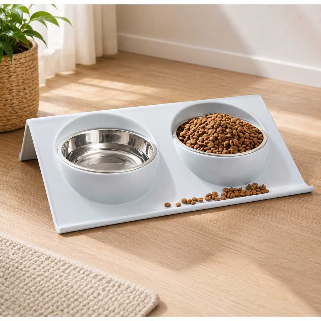 Comedouro Duplo Elevado Pet Tijela Inox Cães Gatos Bebedouro Pote Ração Premium
