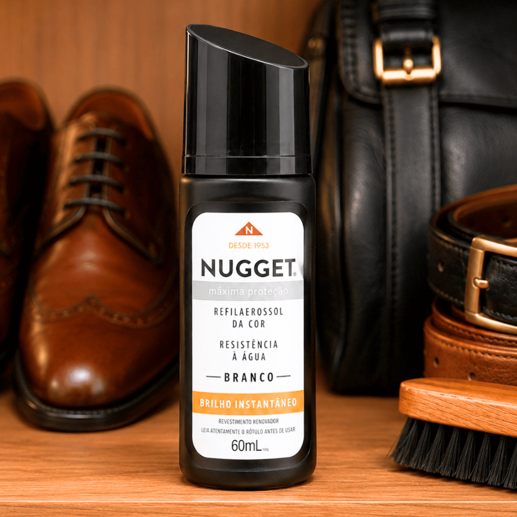 Polidor De Sapato Líquido Branco Nugget Frasco 60ml Graxa