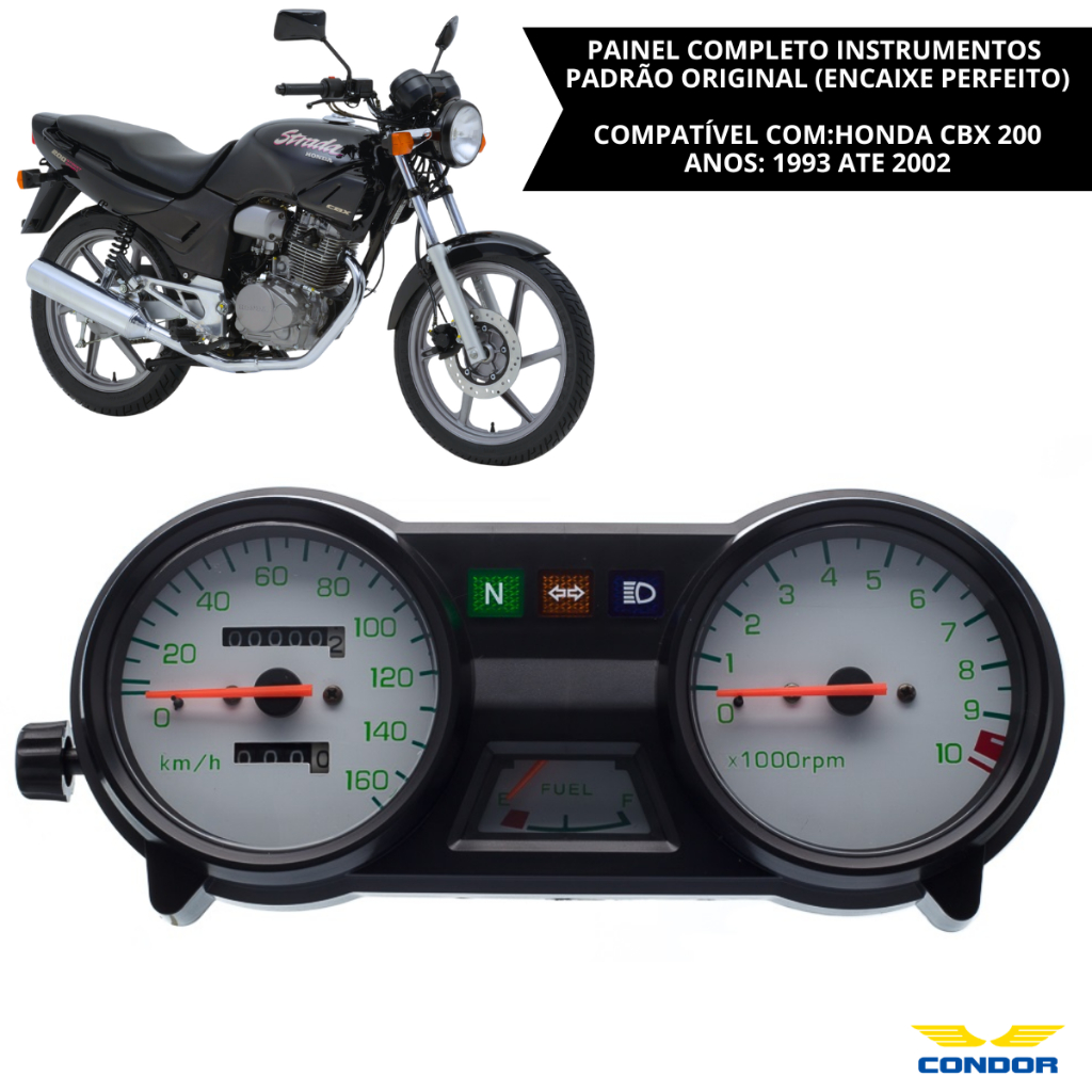 Painel Instrumentos Completo Honda CBX 200 Strada Velocímetro Tacômetro Painel Moto Reposição Alta Qualidade Condor