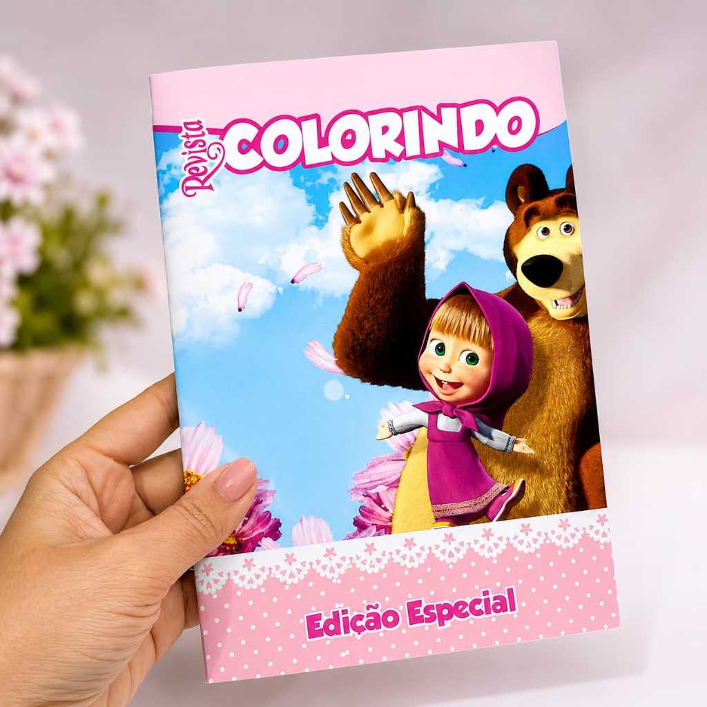 Livrinho de  Colorir Macha e o Urso - Lembrancinha  festa  infantil