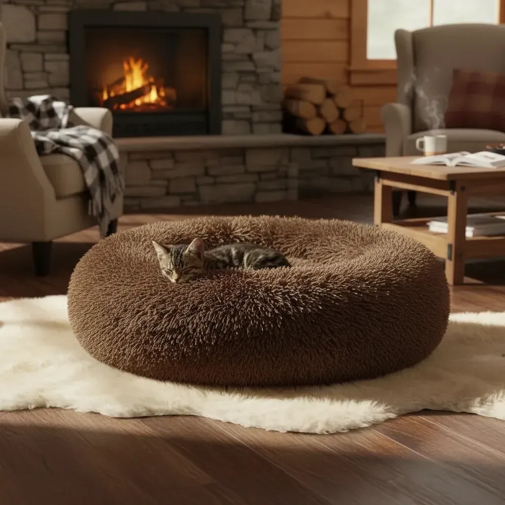 CAMINHA DONUT NUVEM PET PELUCIA REDONDA CAMA Cachorros Gatos NUVEM ANTIDERRAPANTE IMPERMEAVEL TOCA