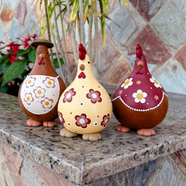 Galinha Camponesa em Cabaça | 100% artesanal Decoração Cozinha Casa Natural