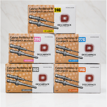 Kit Cateter Jelco Descarpack Intravenoso Periférico IV 5 10 15 Unidades 14G 16G 20G 22G 24G