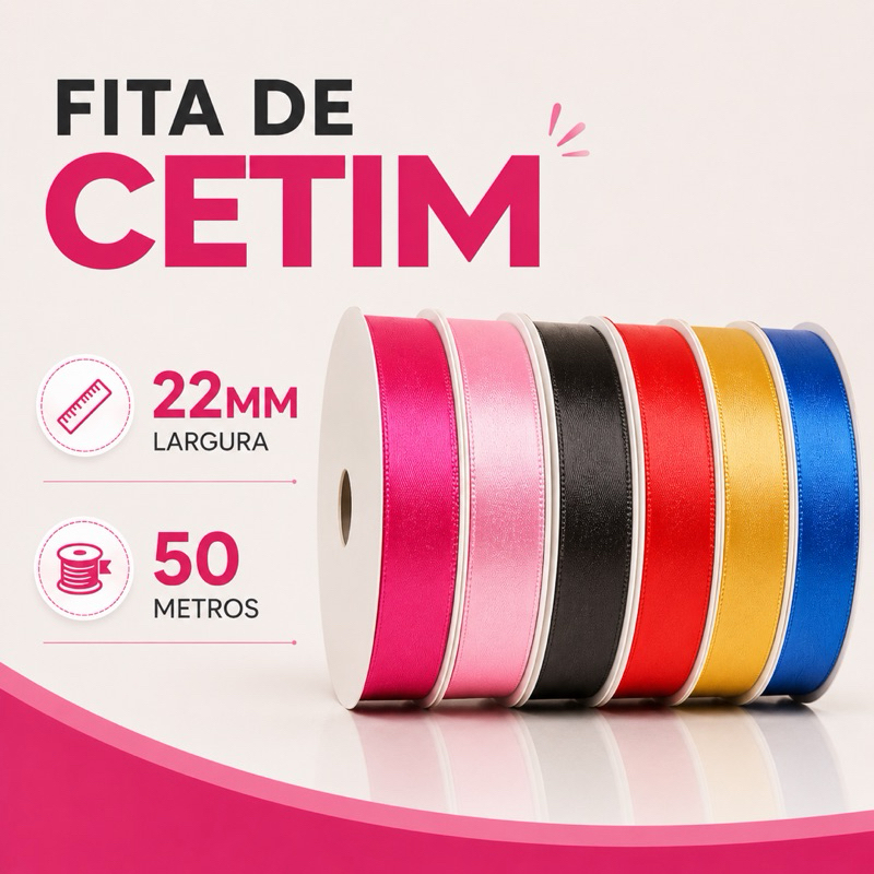 Fita de Cetim Lisa - 22MM / 50MT - Diversas Cores