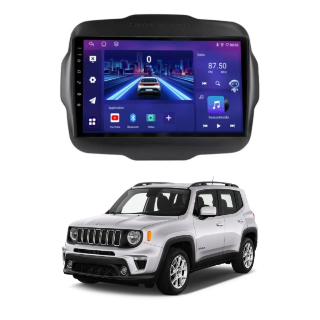 Central Multimídia Jeep Renegade 2016 Android CarPlay Android Auto GPS Bluetooth 9 Polegadas