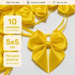 Laço de Cetim 5x5cm com fita para amarração - 10 unidades - Decorações doces, bolas e esferas acrilicas e lembrancinhas