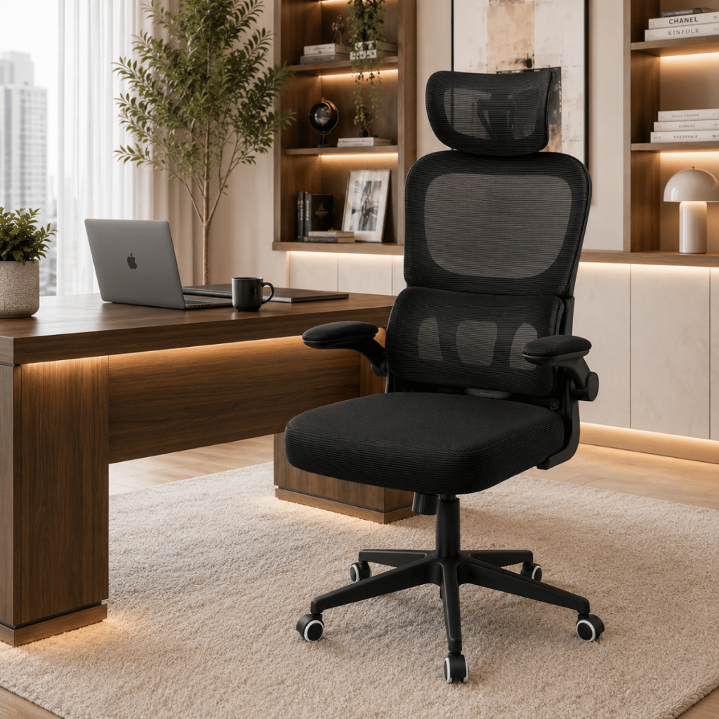 Cadeira Escritório Ergonômica Premium Mesh Giratória Braços Reguláveis Lombar 150kg Cadeiras Gamer