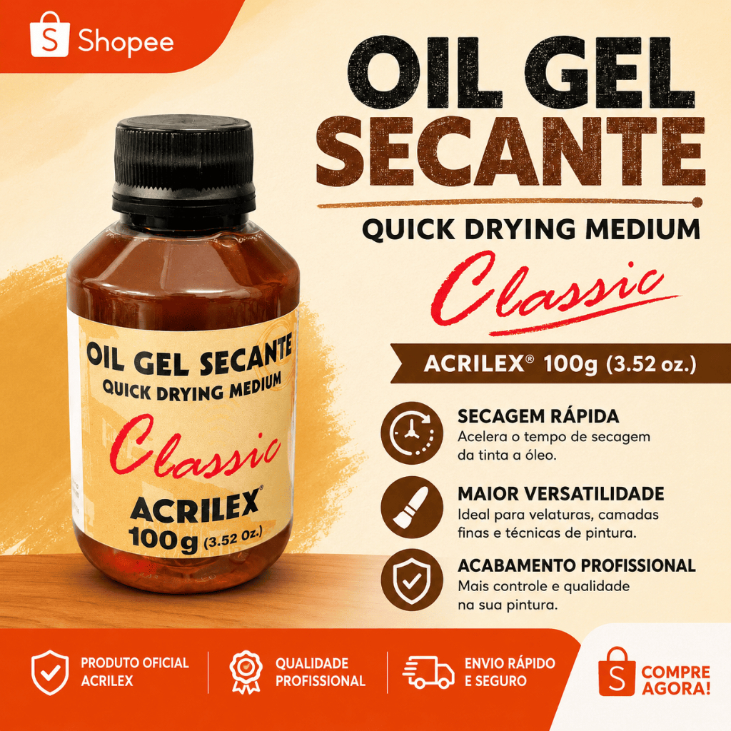 Oleo Gel OIL GEL SECANTE ACRILEX 100g – Secagem Rápida para Tinta a Óleo | Acabamento Profissional