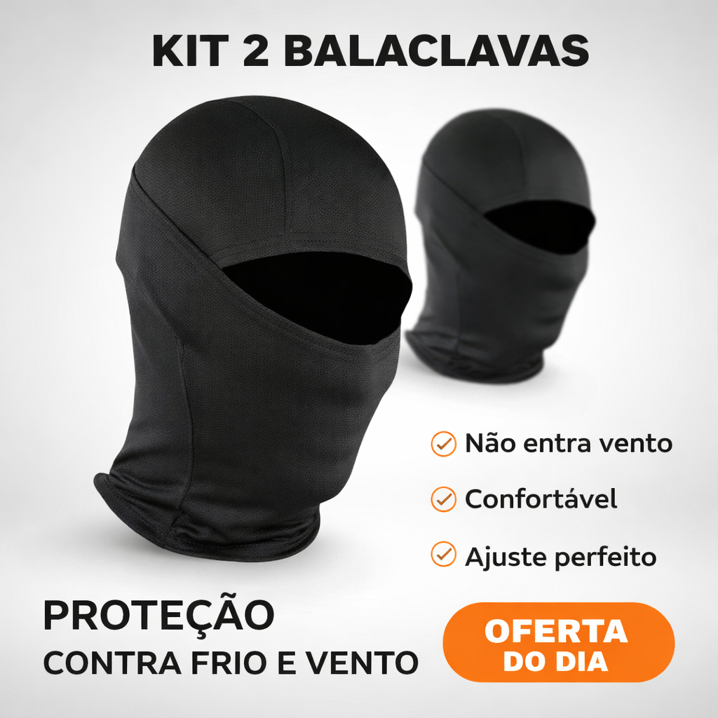 Kit 2 Balaclava Touca Ninja Peluciada Térmica Unissex Máscara Respirável Para Motocicleta Malha De Secagem Rápida