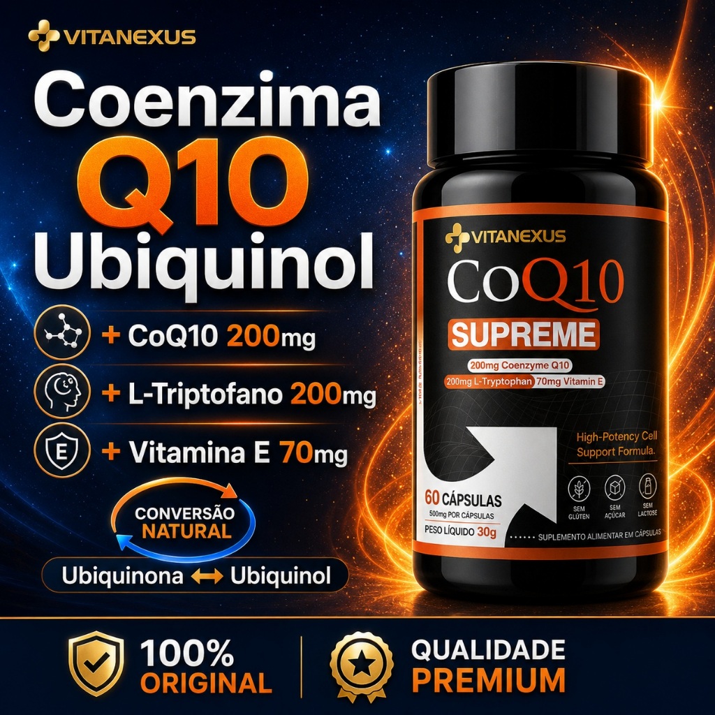 [Original] Coenzima Q10 200mg Ubiquinol | AntiOxidante Cognição Foco - Vitanexus