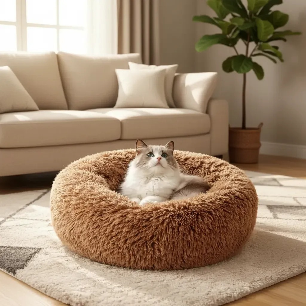 CAMINHA DONUT NUVEM PET PELUCIA REDONDA CAMA Cachorros Gatos NUVEM ANTIDERRAPANTE IMPERMEAVEL TOCA