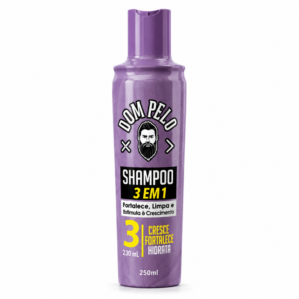 Shampoo Dom Pelo 3 em 1 250ml – Cresce, Fortalece e Hidrata para Cabelos Mais Saudáveis