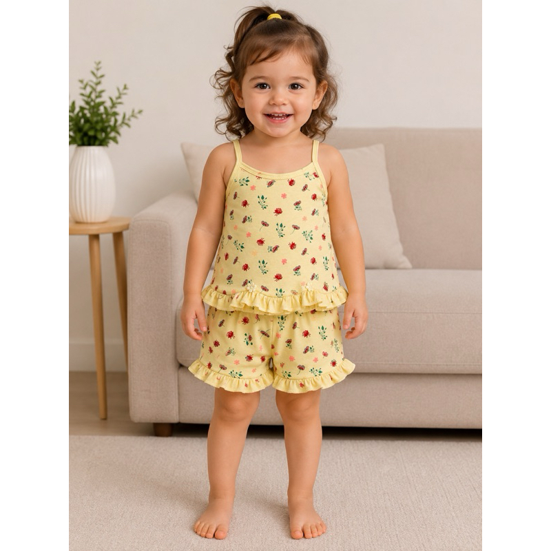 Pijama Infantil Menina Baby Doll Algodão 100% Conjunto Short e Blusa Leve Confortável Estampas Sortidas Tam P ao G