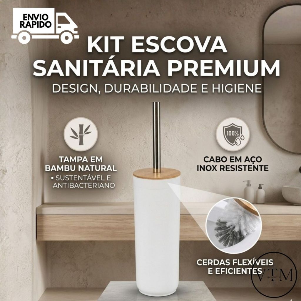 Kit Escova Sanitária Premium Para Limpeza do Vaso Sanitário Banheiro Casa e Uso Diário