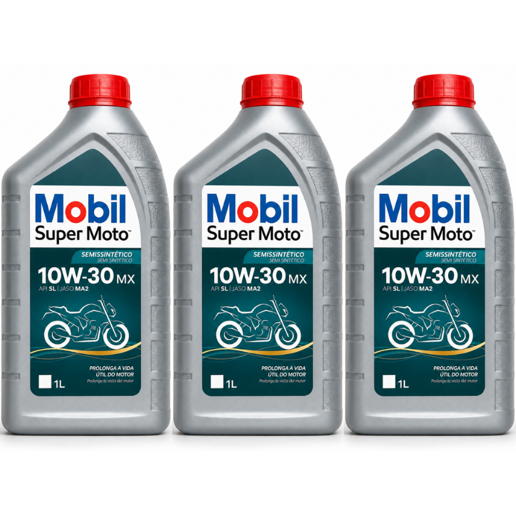 Kit 3 Óleos Mobil Super Moto 10w30 Mx 4 Tempos 1 Litro