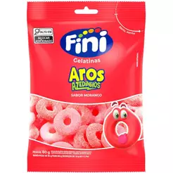 Bala de Gelatina Aros de Morango 80g - Fini