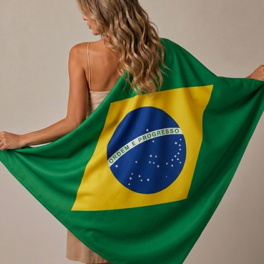 Bandeira Do Brasil Verde Amarela Decorativa Torcida Brasileira Copa Do Mundo Helanca Premium
