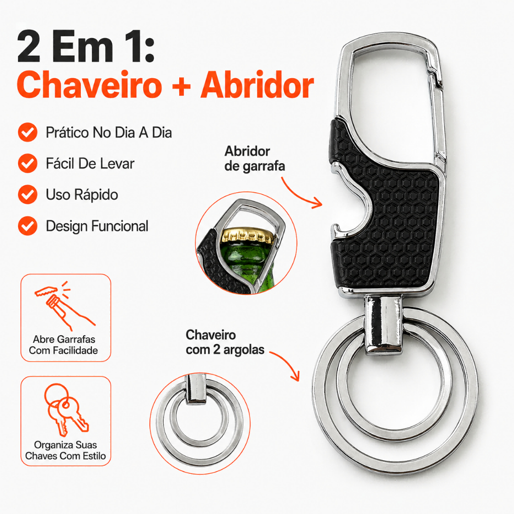 Chaveiro Abridor Inox Para Brinde Lembrancinha Evento Festa Com 2 Argolas 1 , 3 Ou 6 Unidades